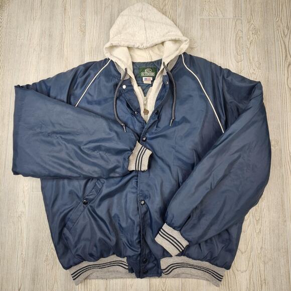 Bass Pro Shops Other - Vintage Bass Pro Shops Outdoors Jacket Mens XL Tall Blue Quilted Hooded USA 90s